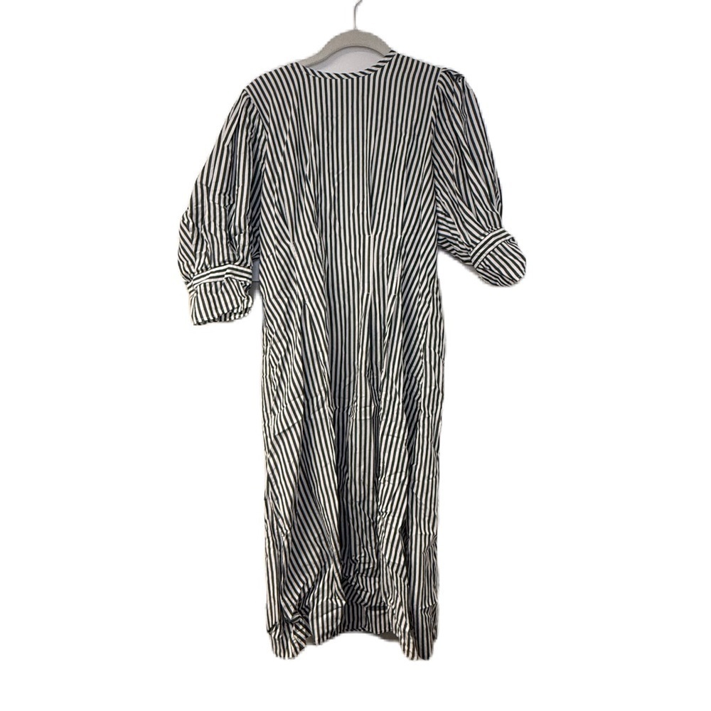 Women’s Chic Black Floral and Gray Striped Dress Bundle M/L midi fit flair aline - Picture 3 of 5